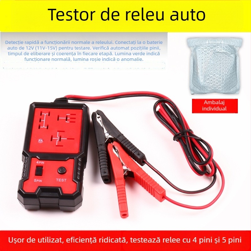 BJ-707 tester și analizor de relee auto pentru relee cu 4 pini și 5 pini, alimentare 12V, interval de temperatură -20°C până la 50°C, compatibil cu mașini de 12V