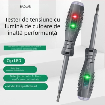 Stilou de testare multifuncțional pentru electricieni, cu indicator LED și șurubelniță magnetică