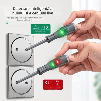 Stilou de testare multifuncțional pentru electricieni, cu indicator LED și șurubelniță magnetică