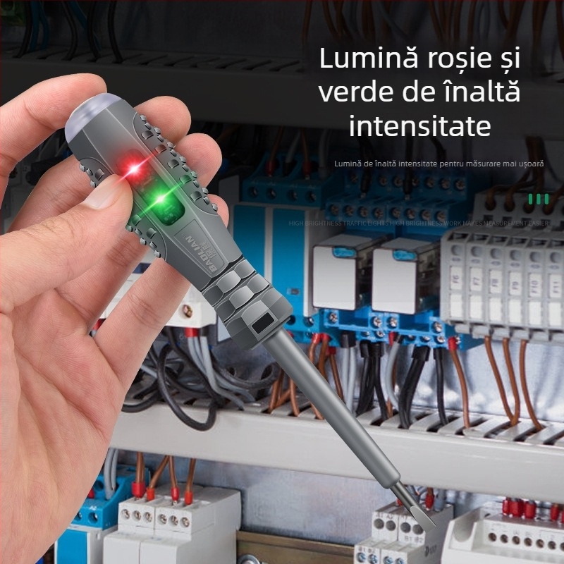 Stilou de testare multifuncțional pentru electricieni, cu indicator LED și șurubelniță magnetică
