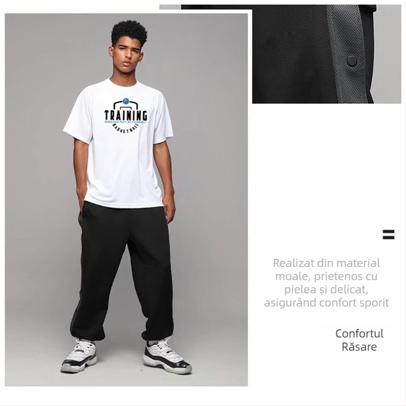 Pantaloni casual pentru bărbați cu nasturi în față, croială dreaptă, talie medie, material Milk Silk poliester, pentru patru sezoane