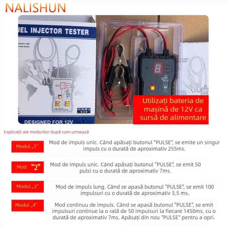 Tester injectoare combustibil auto EM620 — material ABS, 162 g