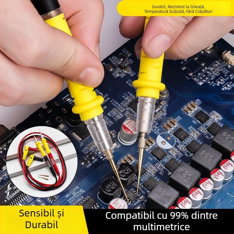 Linii de test pentru multimetru – Brand Zheng tietou; Model: Multimeter test leads; Material: silicon + cupru placat cu aur; Scop: linie de test; Origine: China