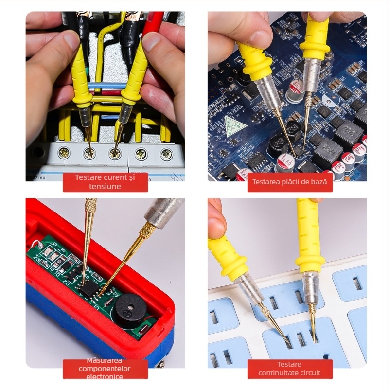 Linii de test pentru multimetru – Brand Zheng tietou; Model: Multimeter test leads; Material: silicon + cupru placat cu aur; Scop: linie de test; Origine: China