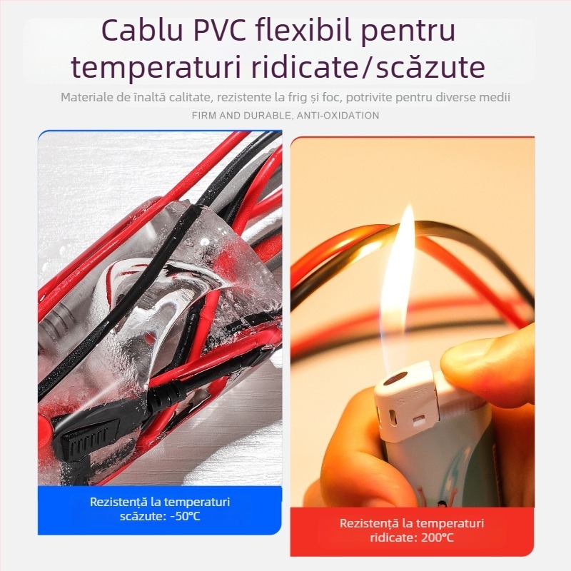 Linii de test pentru multimetru – Brand Zheng tietou; Model: Multimeter test leads; Material: silicon + cupru placat cu aur; Scop: linie de test; Origine: China