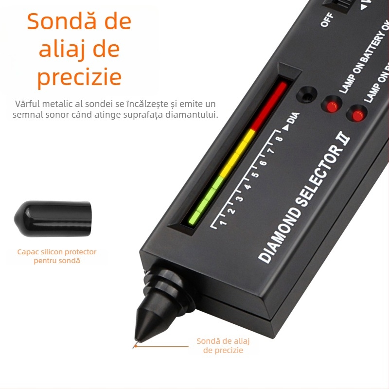 Stilou de detectare a diamantelor cu test de duritate jad și senzor de conductivitate termică pentru identificarea bijuteriilor