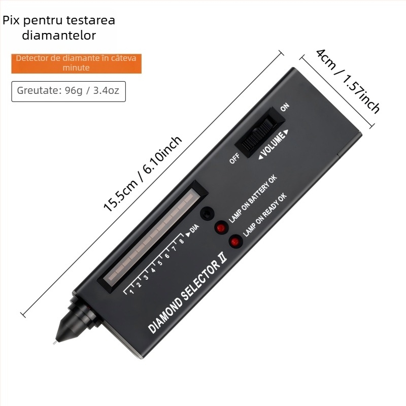 Stilou de detectare a diamantelor cu test de duritate jad și senzor de conductivitate termică pentru identificarea bijuteriilor