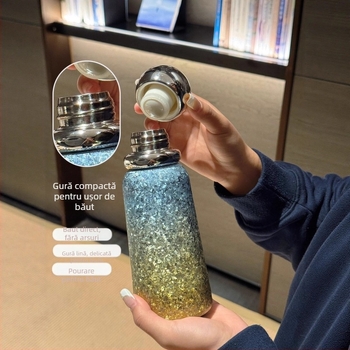 Cupe termice din titan, termos izolat cu interior și carcasă din titan, izolare 6–12 ore, portabil cu șnur de purtare, capac cu filet