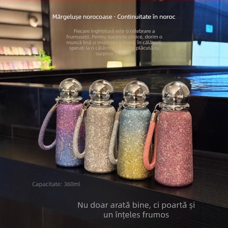 Cupe termice din titan, termos izolat cu interior și carcasă din titan, izolare 6–12 ore, portabil cu șnur de purtare, capac cu filet