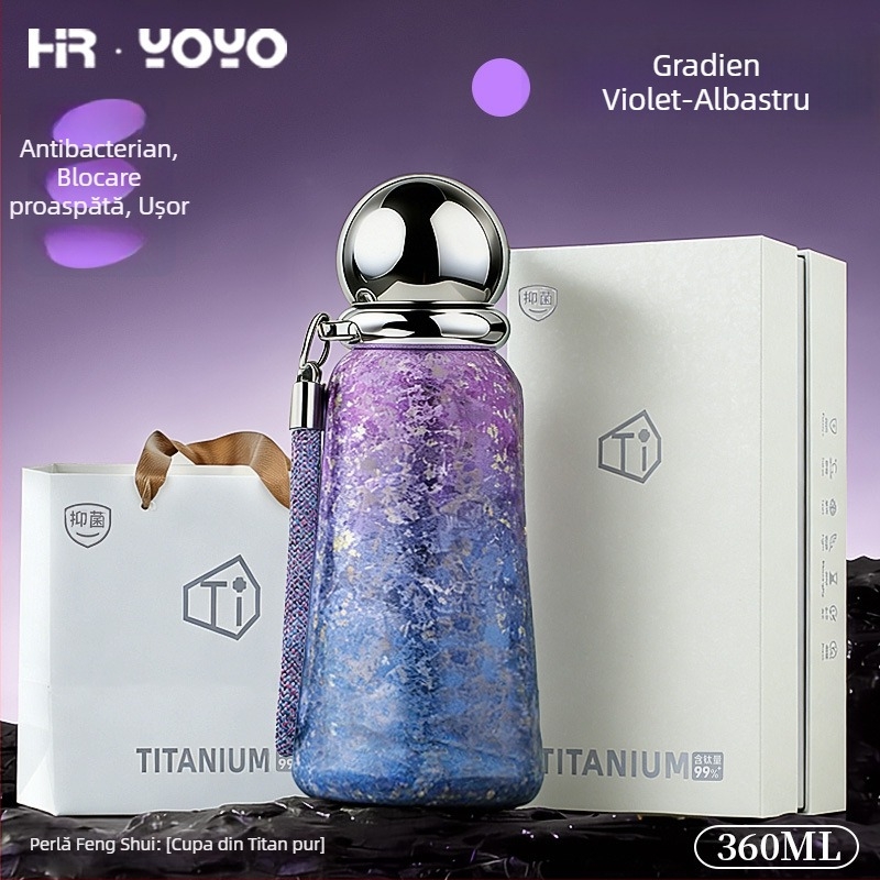 Cupe termice din titan, termos izolat cu interior și carcasă din titan, izolare 6–12 ore, portabil cu șnur de purtare, capac cu filet
