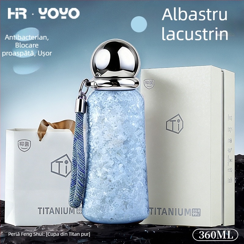 Cupe termice din titan, termos izolat cu interior și carcasă din titan, izolare 6–12 ore, portabil cu șnur de purtare, capac cu filet