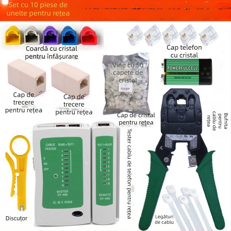 Set de unelte pentru testarea cablurilor de rețea — impermeabil, din oțel special, pentru studenți în rețea și utilizare acasă