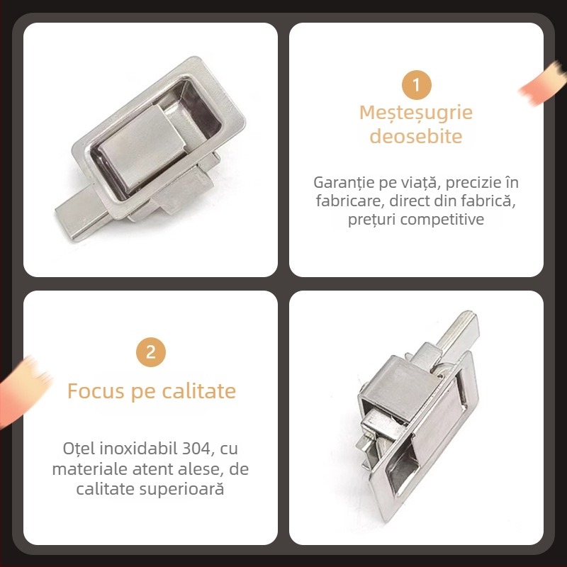 Sea tan MS866-18 Încuietoare plată pentru cutie, mecanism telescopic tras, încorporat pentru trusa de unelte, panou din oțel inoxidabil 304, pentru dulapuri și mobilier de birou, stil Chinezesc nou