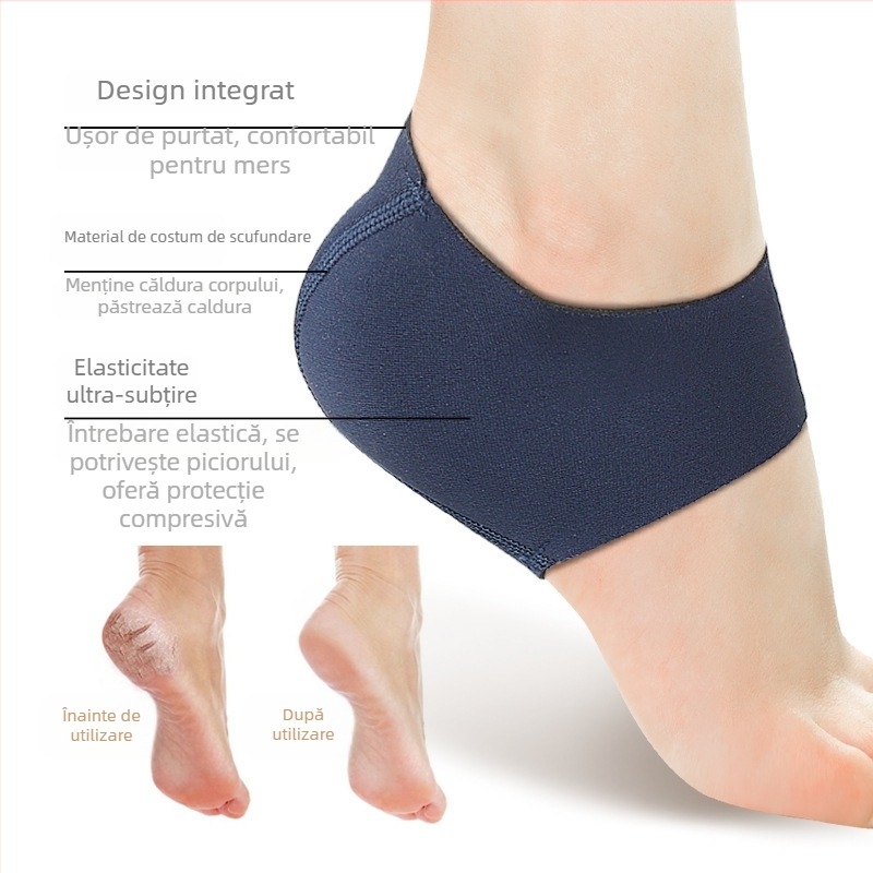 Manșetă unisex pentru călcâi – șosete calde pentru toate anotimpurile, protecție împotriva crăpării pielii și uzurii, absorbție a șocurilor; material: țesătură stretch, SBR, țesătură T