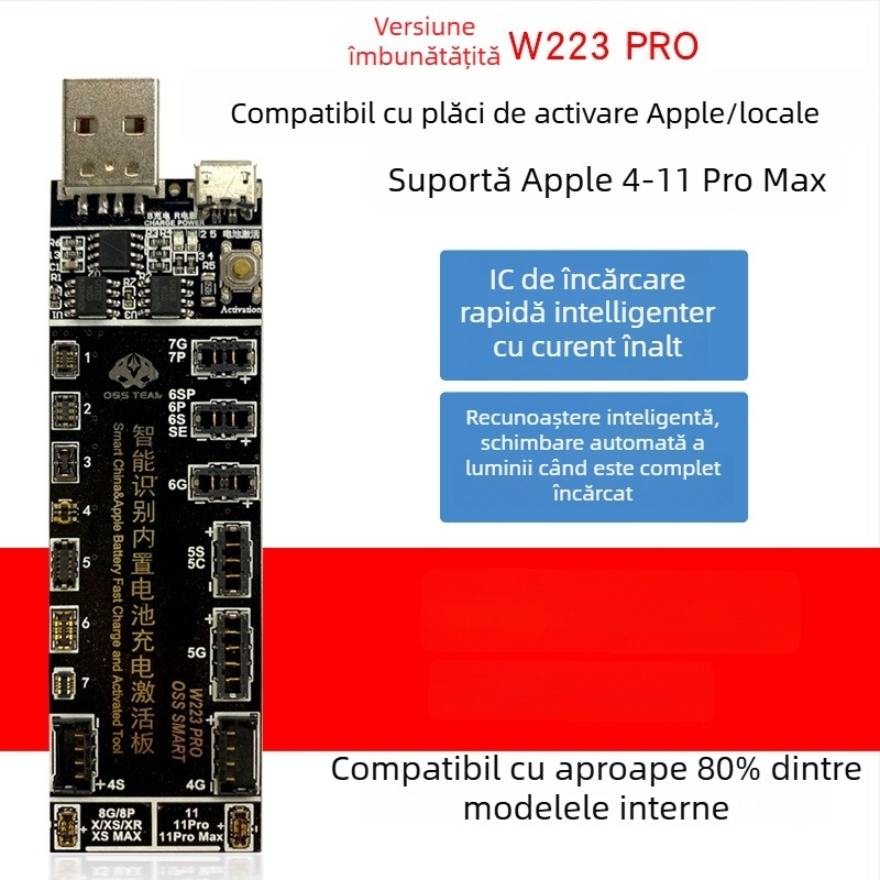 Versiune îmbunătățită linie de alimentare și activare a plăcii de încărcare Apple – pentru reparații și testări ale telefoanelor mobile