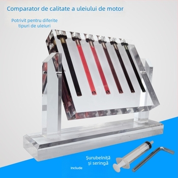 Comparator de calitate a uleiului auto și tester de viscozitate pentru uleiul de transmisie, suport demonstrativ din sticlă