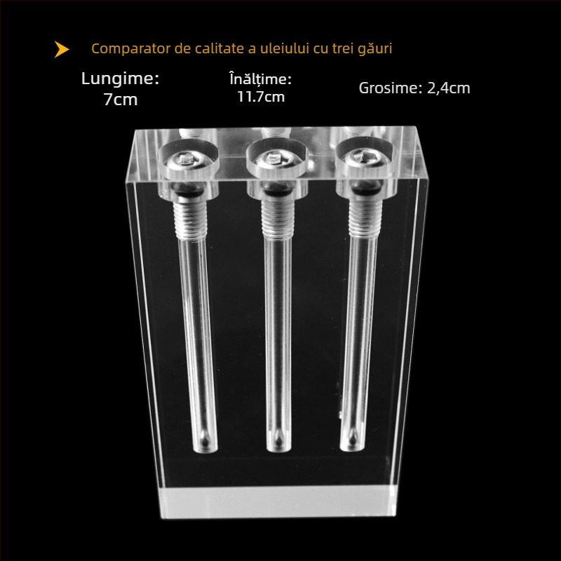 Comparator de calitate a uleiului auto și tester de viscozitate pentru uleiul de transmisie, suport demonstrativ din sticlă