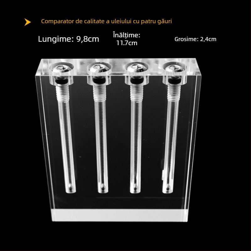 Comparator de calitate a uleiului auto și tester de viscozitate pentru uleiul de transmisie, suport demonstrativ din sticlă