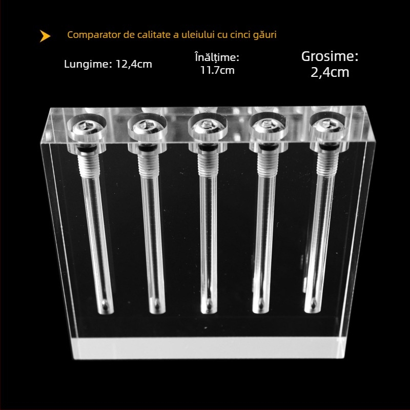 Comparator de calitate a uleiului auto și tester de viscozitate pentru uleiul de transmisie, suport demonstrativ din sticlă
