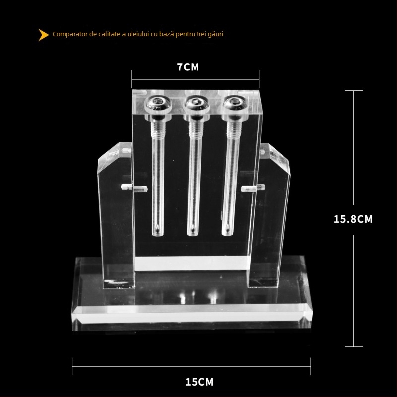 Comparator de calitate a uleiului auto și tester de viscozitate pentru uleiul de transmisie, suport demonstrativ din sticlă