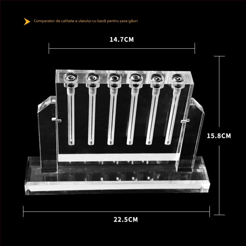 Comparator de calitate a uleiului auto și tester de viscozitate pentru uleiul de transmisie, suport demonstrativ din sticlă
