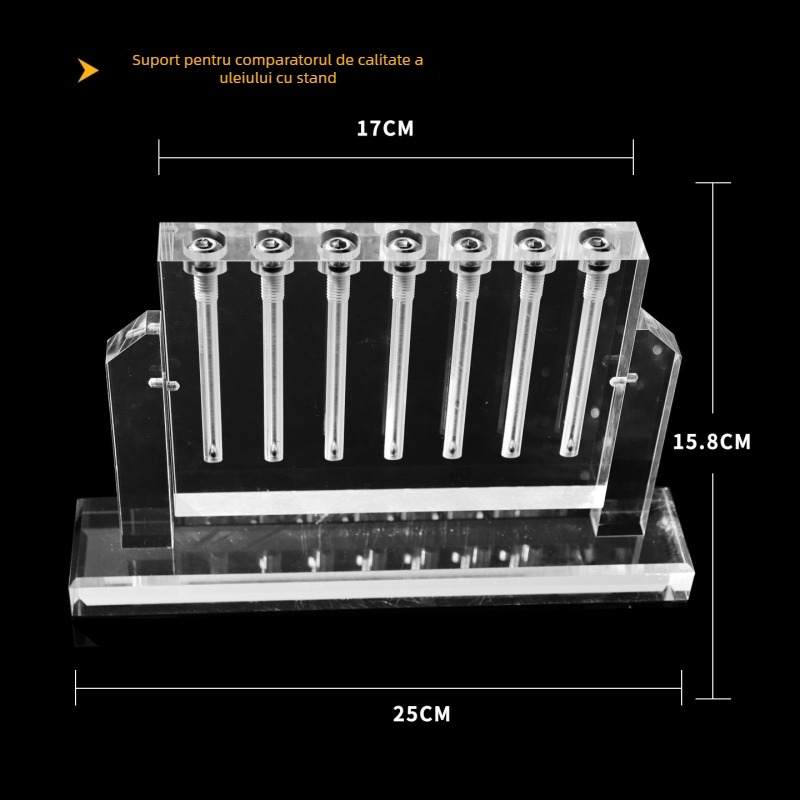 Comparator de calitate a uleiului auto și tester de viscozitate pentru uleiul de transmisie, suport demonstrativ din sticlă
