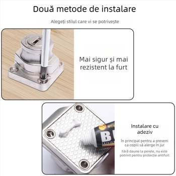 Încuietoare pentru frigider – fără găurire, anti-furt pentru frigidere comerciale; din oțel inoxidabil, fier și cupru pur; brand Sukop, model 2025.4.15, placă de încuire nouă; potrivită pentru mobilier.