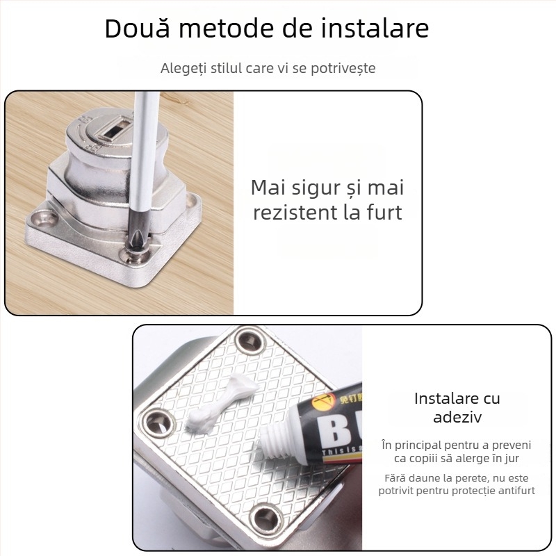 Încuietoare pentru frigider – fără găurire, anti-furt pentru frigidere comerciale; din oțel inoxidabil, fier și cupru pur; brand Sukop, model 2025.4.15, placă de încuire nouă; potrivită pentru mobilier.