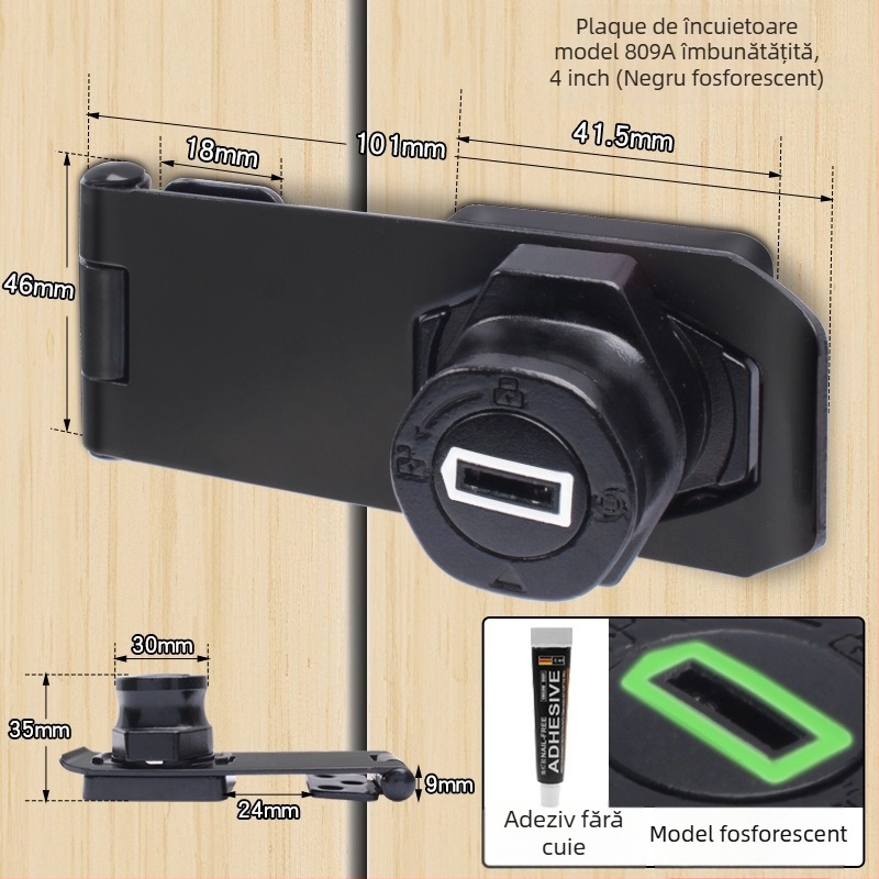 Încuietoare pentru frigider – fără găurire, anti-furt pentru frigidere comerciale; din oțel inoxidabil, fier și cupru pur; brand Sukop, model 2025.4.15, placă de încuire nouă; potrivită pentru mobilier.