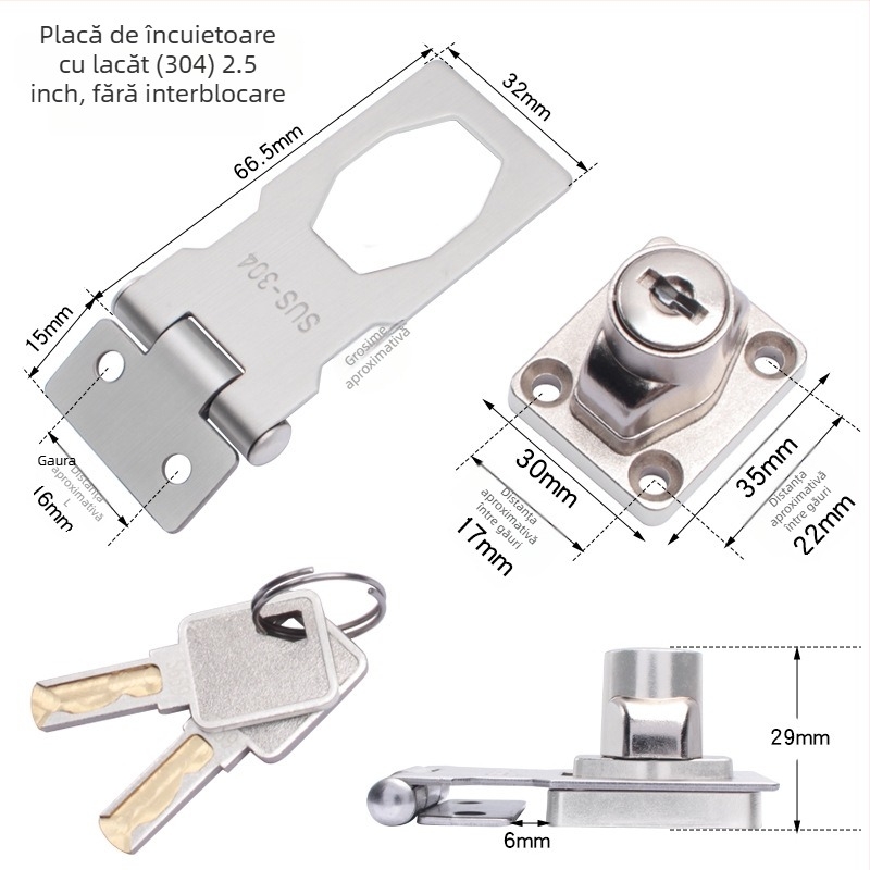 Încuietoare pentru frigider – fără găurire, anti-furt pentru frigidere comerciale; din oțel inoxidabil, fier și cupru pur; brand Sukop, model 2025.4.15, placă de încuire nouă; potrivită pentru mobilier.