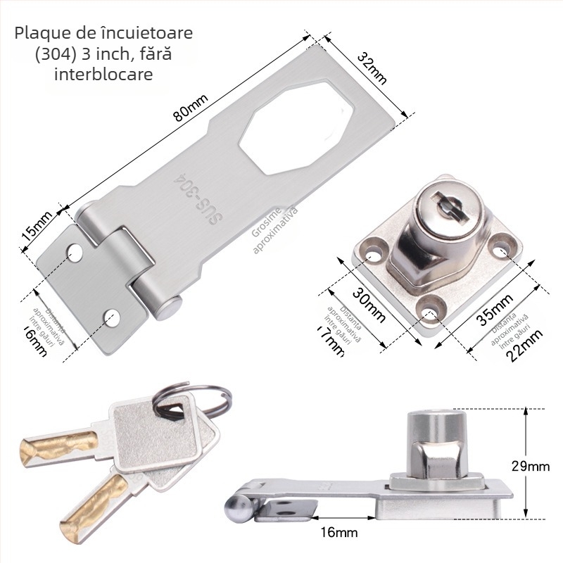 Încuietoare pentru frigider – fără găurire, anti-furt pentru frigidere comerciale; din oțel inoxidabil, fier și cupru pur; brand Sukop, model 2025.4.15, placă de încuire nouă; potrivită pentru mobilier.