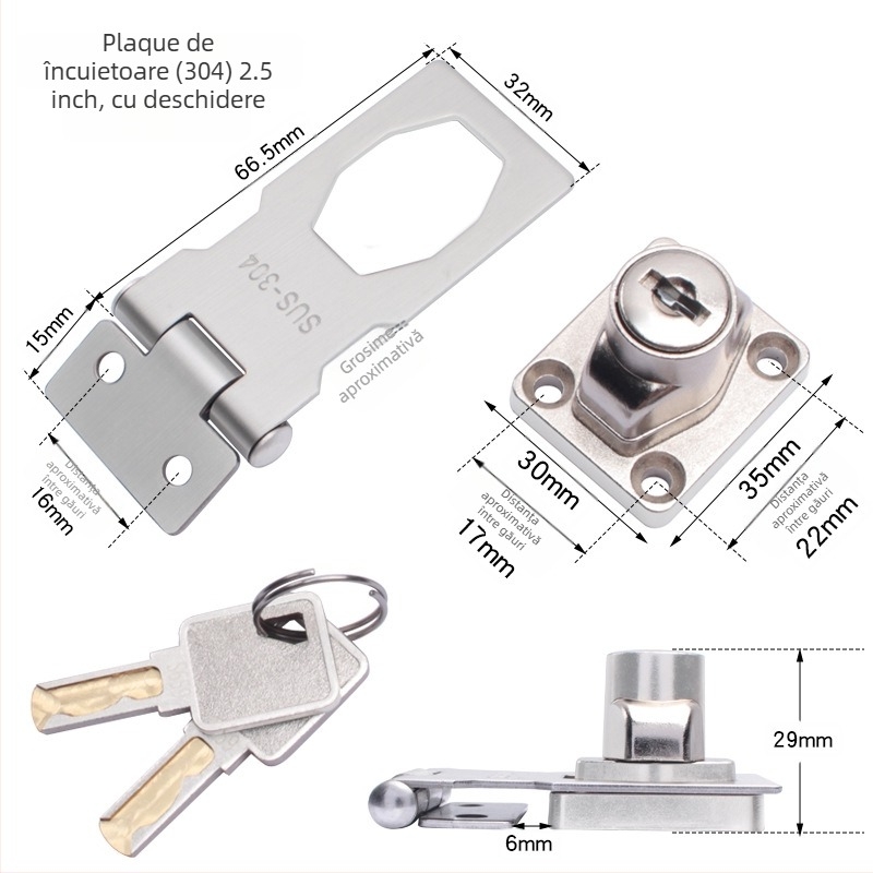 Încuietoare pentru frigider – fără găurire, anti-furt pentru frigidere comerciale; din oțel inoxidabil, fier și cupru pur; brand Sukop, model 2025.4.15, placă de încuire nouă; potrivită pentru mobilier.