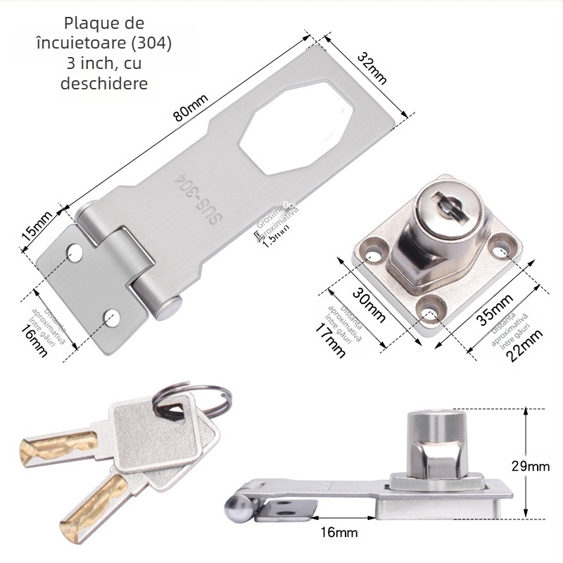 Încuietoare pentru frigider – fără găurire, anti-furt pentru frigidere comerciale; din oțel inoxidabil, fier și cupru pur; brand Sukop, model 2025.4.15, placă de încuire nouă; potrivită pentru mobilier.