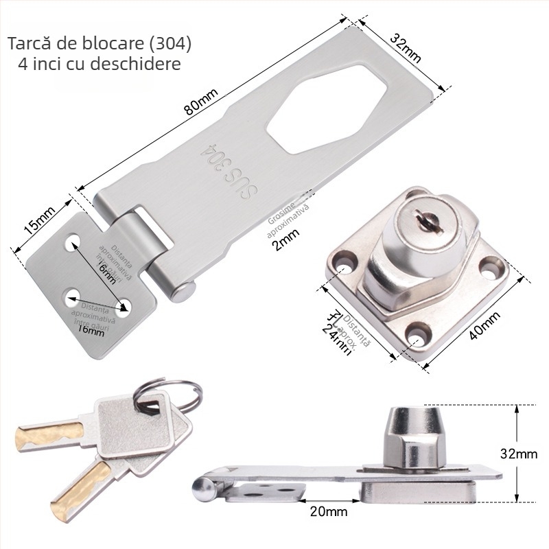 Încuietoare pentru frigider – fără găurire, anti-furt pentru frigidere comerciale; din oțel inoxidabil, fier și cupru pur; brand Sukop, model 2025.4.15, placă de încuire nouă; potrivită pentru mobilier.