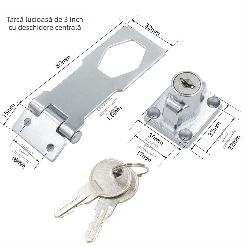 Încuietoare pentru frigider – fără găurire, anti-furt pentru frigidere comerciale; din oțel inoxidabil, fier și cupru pur; brand Sukop, model 2025.4.15, placă de încuire nouă; potrivită pentru mobilier.