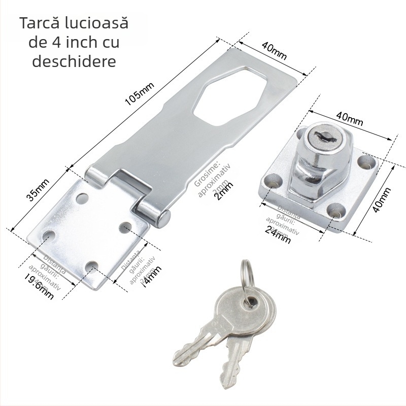 Încuietoare pentru frigider – fără găurire, anti-furt pentru frigidere comerciale; din oțel inoxidabil, fier și cupru pur; brand Sukop, model 2025.4.15, placă de încuire nouă; potrivită pentru mobilier.