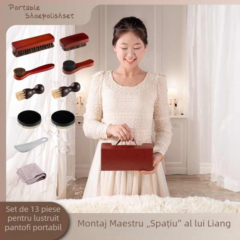 Set de pensule pentru pantofi cu păr de cal – îngrijire a pielii, curățare și lustruire