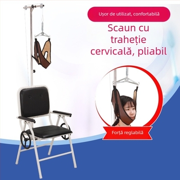Scaun de tracțiune cervicală – cadru din oțel carbon, pliabil, modelul 8273, dispozitiv de tracțiune a gâtului pentru masaj de sănătate și frumusețe, garanție 3 ani.