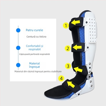 Corector pentru piciorul picat cu suport de inversie pentru gleznă — orteză pentru picior și gleznă, din țesătură compozită