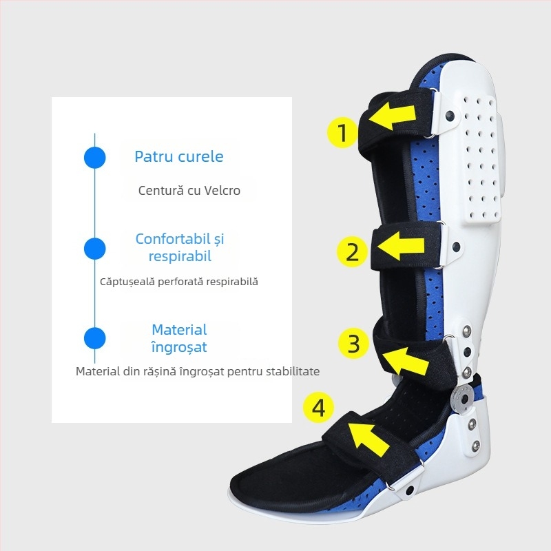 Corector pentru piciorul picat cu suport de inversie pentru gleznă — orteză pentru picior și gleznă, din țesătură compozită