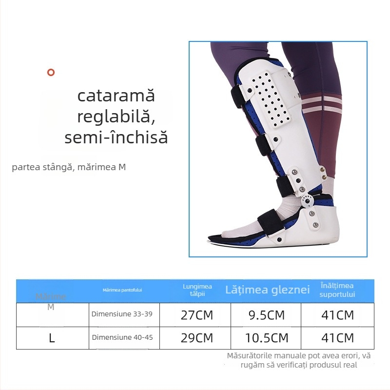 Corector pentru piciorul picat cu suport de inversie pentru gleznă — orteză pentru picior și gleznă, din țesătură compozită