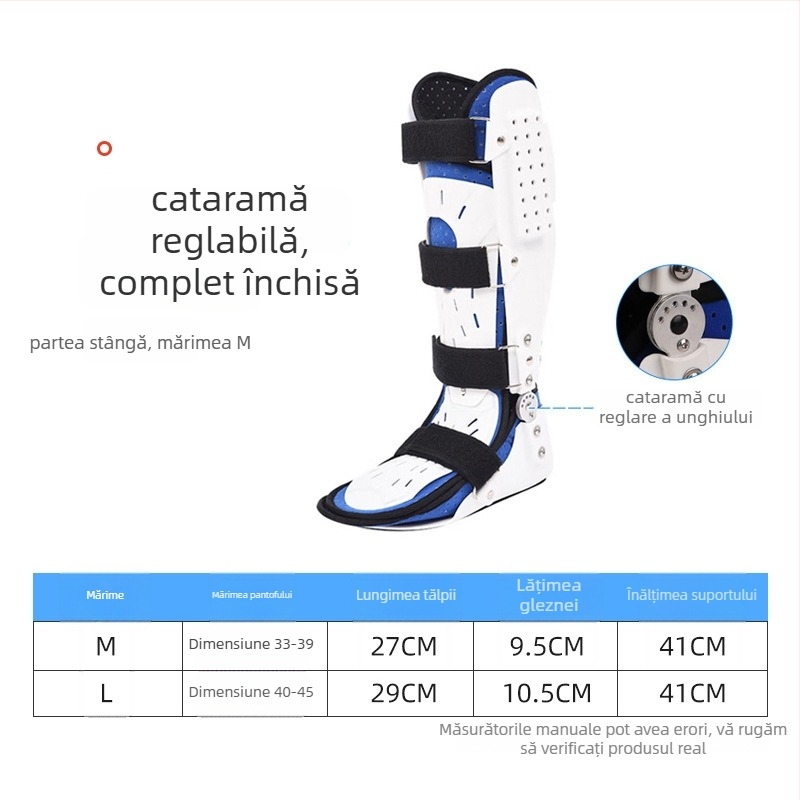 Corector pentru piciorul picat cu suport de inversie pentru gleznă — orteză pentru picior și gleznă, din țesătură compozită