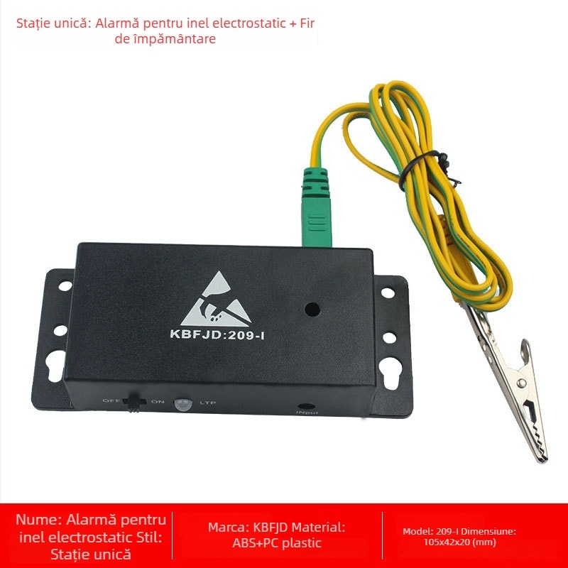 Alarmă inel electrostatic - Brand KBFJD, Model 209-1, Cablu de împământare inclus, Detector online ESD, Certificare ZKT-2209207037C