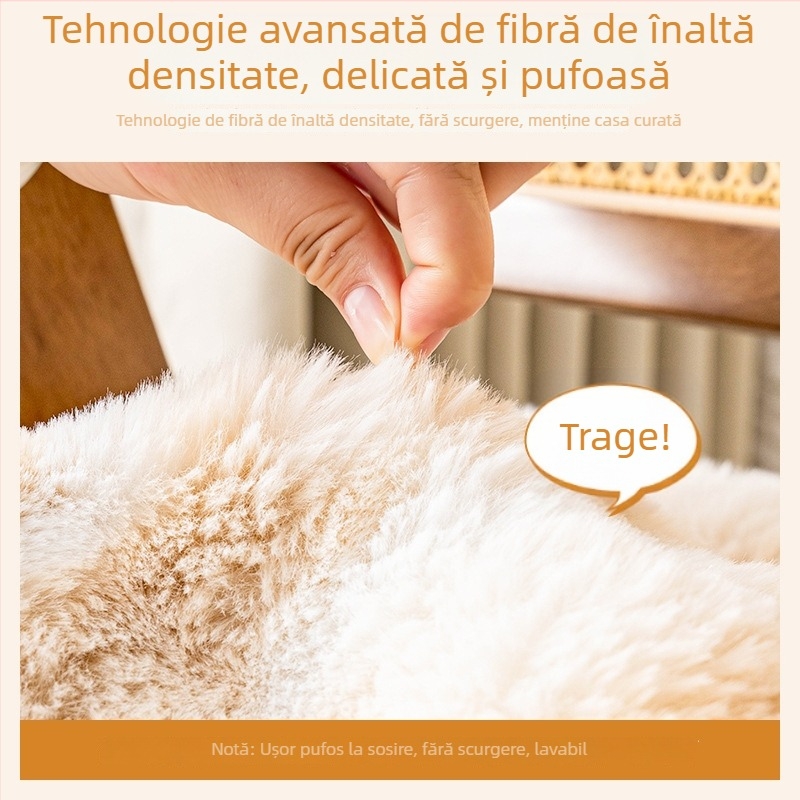 Perne de șezut — Blană artificială de iepure; Umplutură: burete; Stil minimalist; Potrivit pentru living, dormitor, birou, sufragerie și cameră de studiu; Lansare: iarna 2025