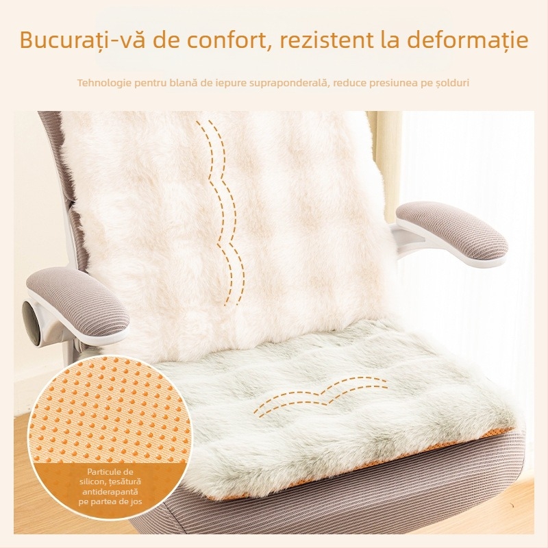 Perne de șezut — Blană artificială de iepure; Umplutură: burete; Stil minimalist; Potrivit pentru living, dormitor, birou, sufragerie și cameră de studiu; Lansare: iarna 2025