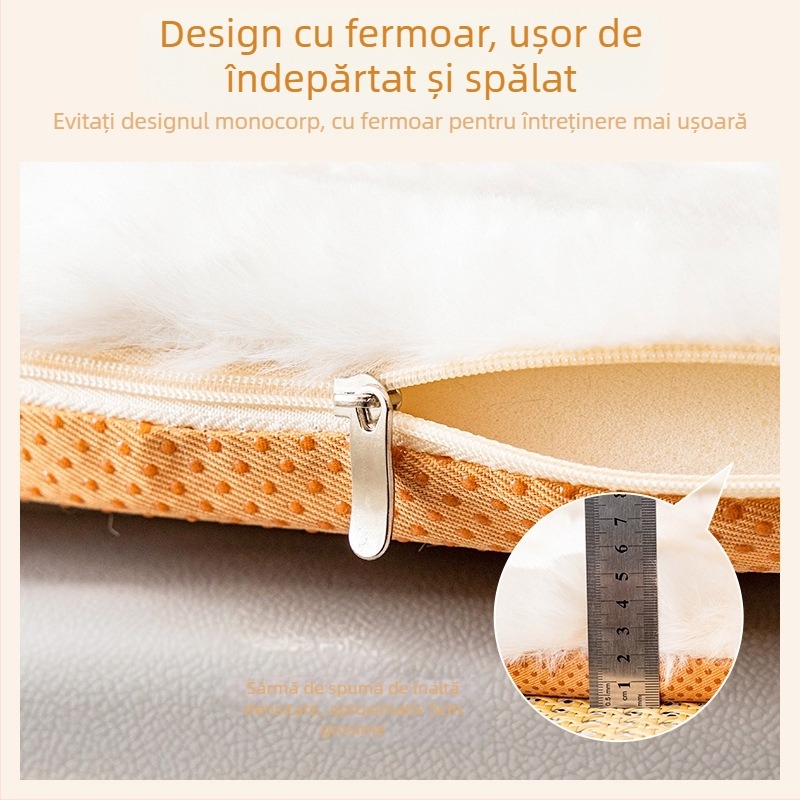 Perne de șezut — Blană artificială de iepure; Umplutură: burete; Stil minimalist; Potrivit pentru living, dormitor, birou, sufragerie și cameră de studiu; Lansare: iarna 2025
