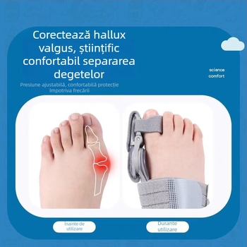 Ortóza Hallux valgus pentru degetul mare, reglabilă, unisex, utilizare nocturnă, material TPR