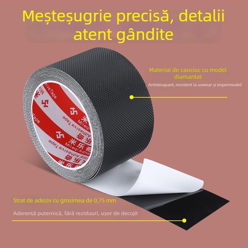 Bandă antiderupătoare Milky pentru scări, rezistentă la apă și uzură, grosime 0.15 mm, bază PEVA, adeziv pe bază de ulei, lungimi 1 m, 2 m sau 5 m, potrivită pentru vârstnici și copii
