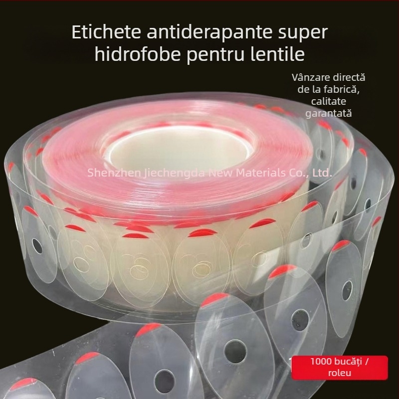 Etichete antiderapante pentru procesarea ochelarilor | Material de bază PET, adeziv acrilic, grosime 0,08 mm, rezistență la temperaturi 0–130 °C, aderență ridicată