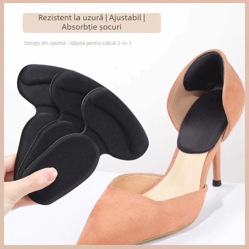 Perne de călcâi dual-funcționale cu burete, autoadezive în formă de T, Jade Flower, pentru toate anotimpurile, pentru adidași, pantofi din piele și botine